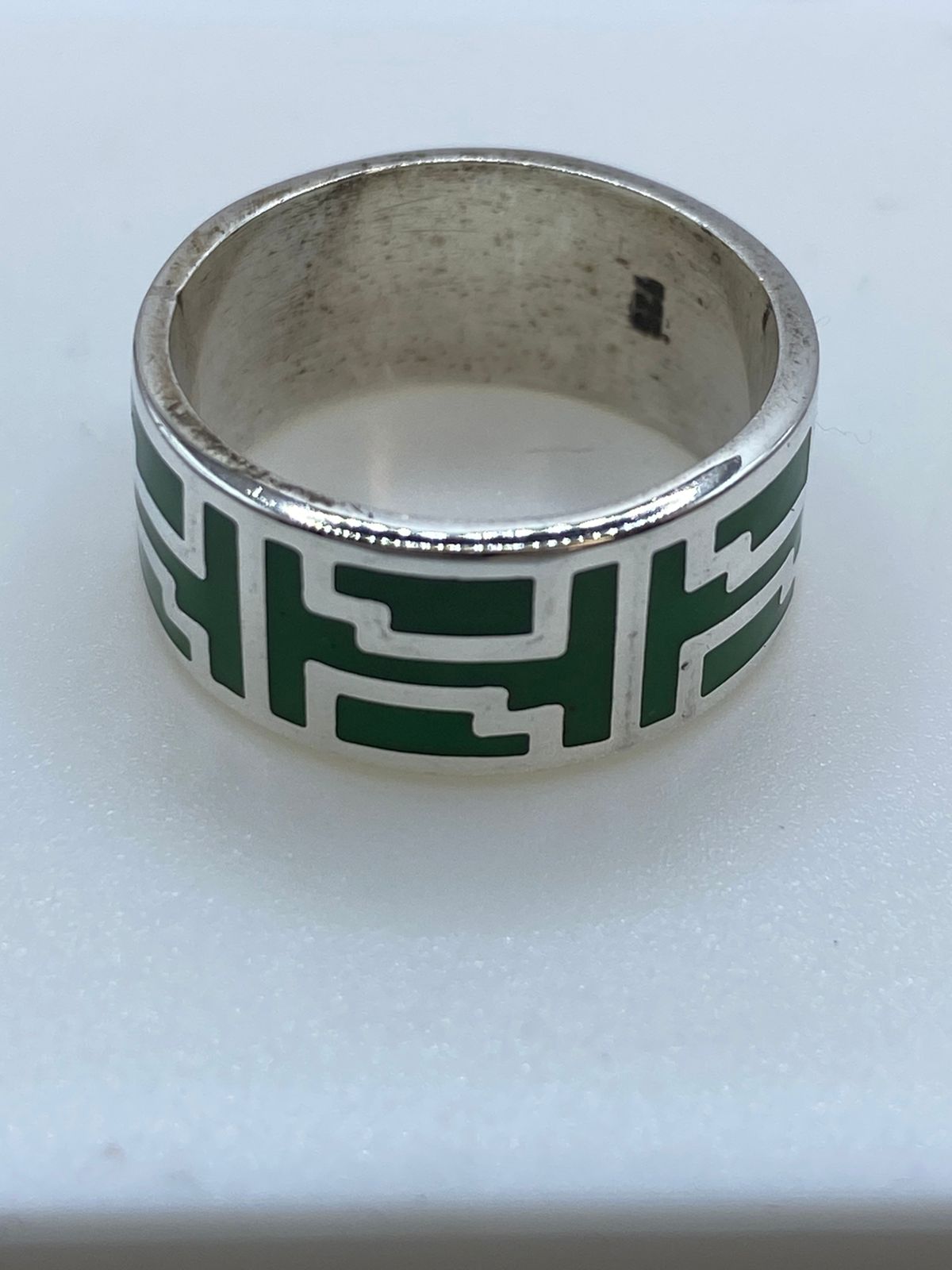 Anillo Geometría Ancestral de Plata .925 con Malaquita
