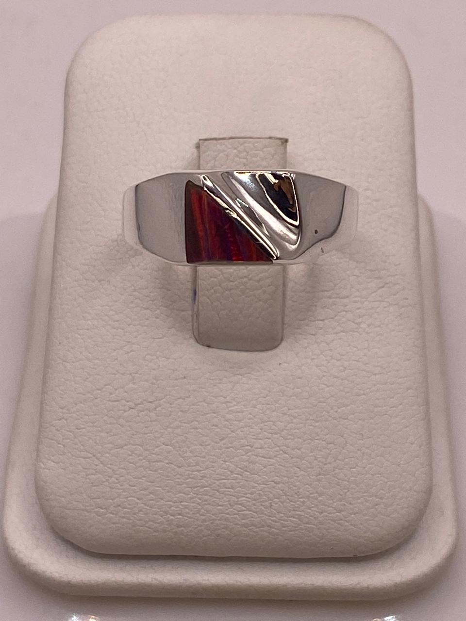 Anillo Geométrico con Ópalo de Fuego en Plata .925