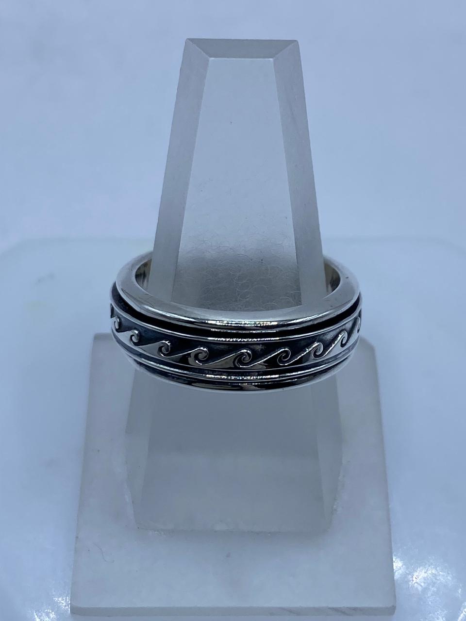 💍 Anillo Giratorio de Plata 925 con Diseño de Olas Clásicas