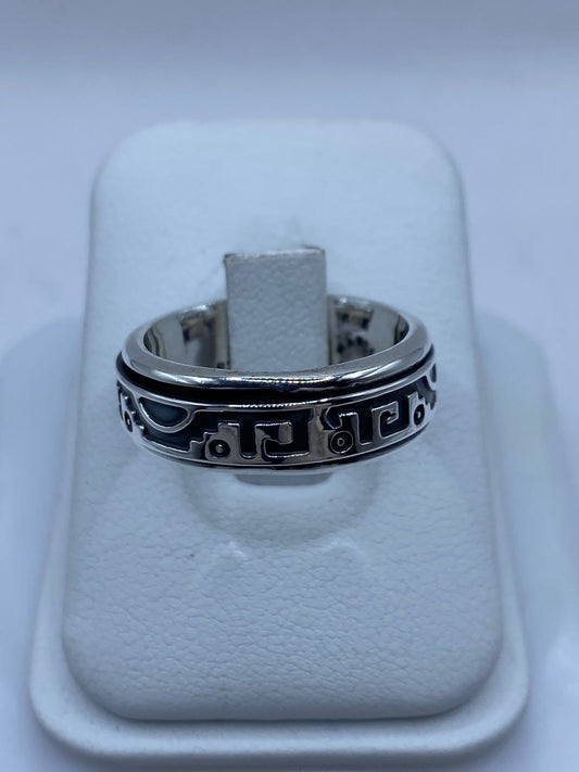💍✨ Anillo Giratorio Diseño Geométrico Abstracto en Plata 925 — vista lateral