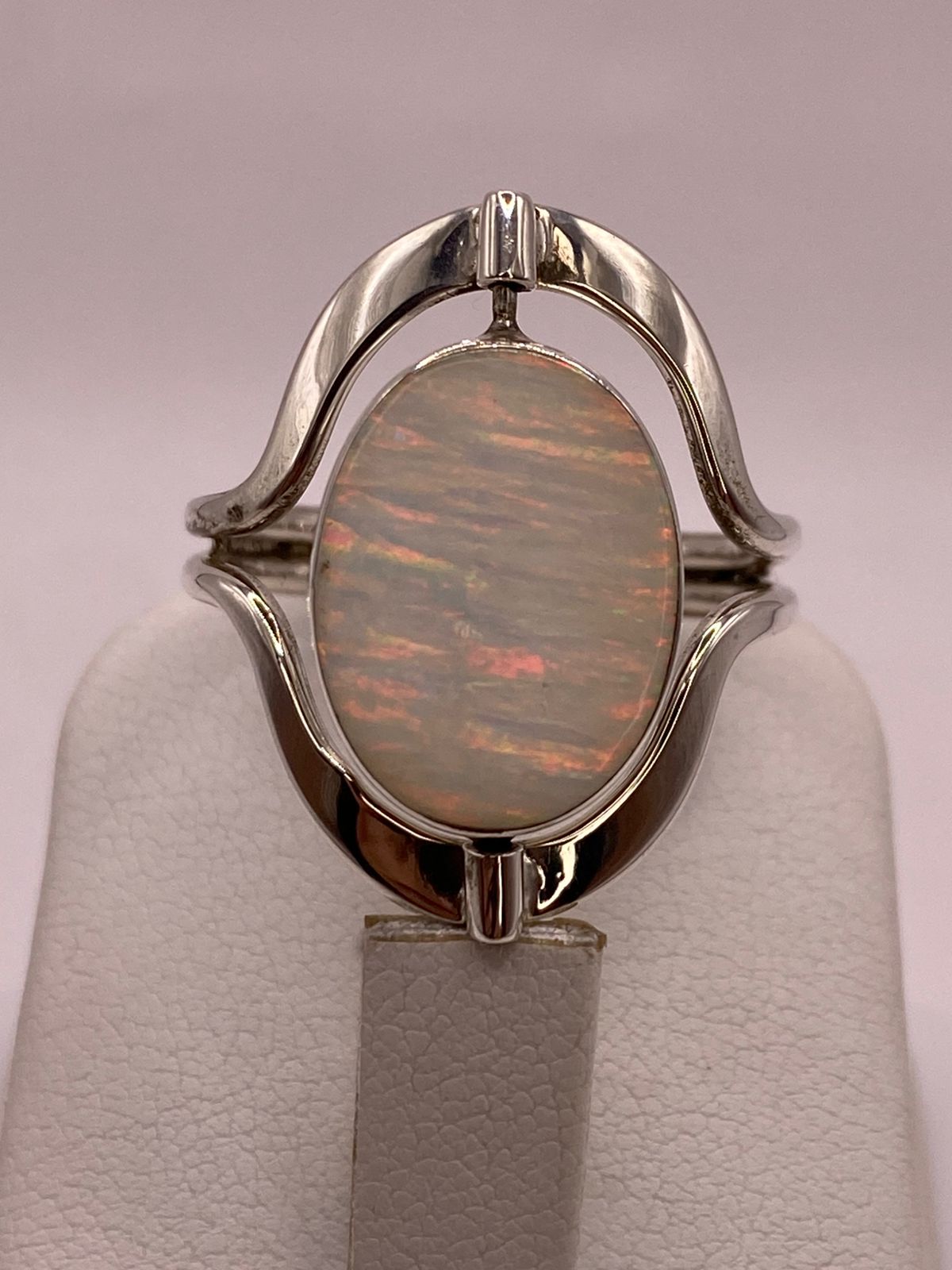 Anillo Giratorio Doble Vista con Ópalo de Fuego — Plata Ley 925