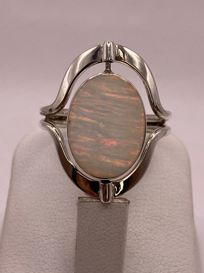 Anillo Giratorio Doble Vista con Ópalo de Fuego — Plata Ley 925