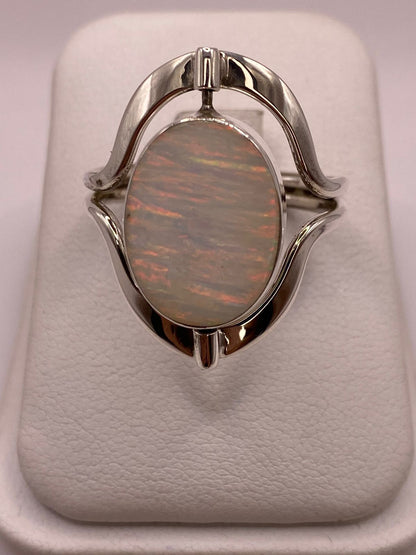 Anillo Giratorio Doble Vista con Ópalo de Fuego — Plata Ley 925