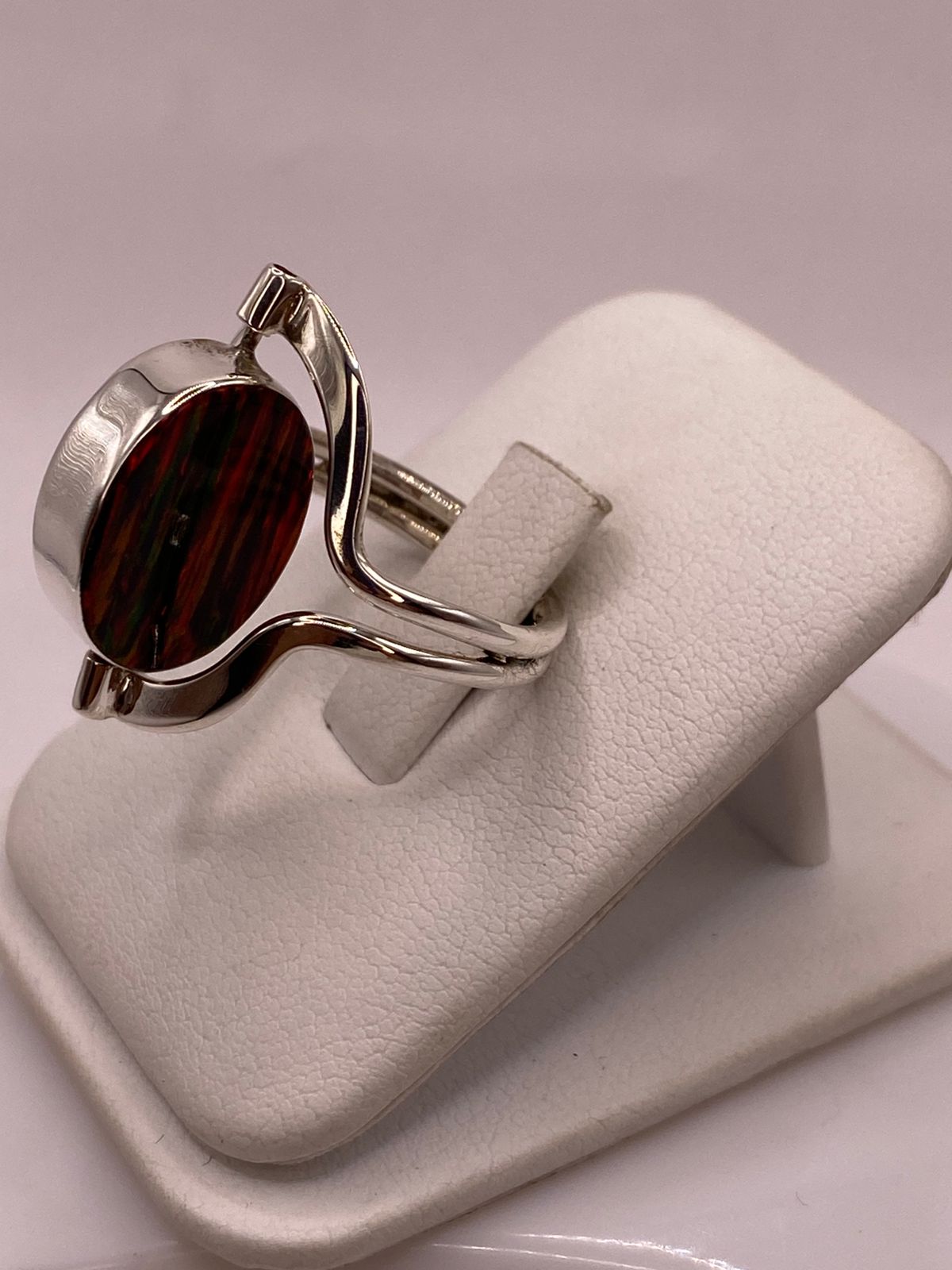 Anillo Giratorio Doble Vista con Ópalo de Fuego — Plata Ley 925