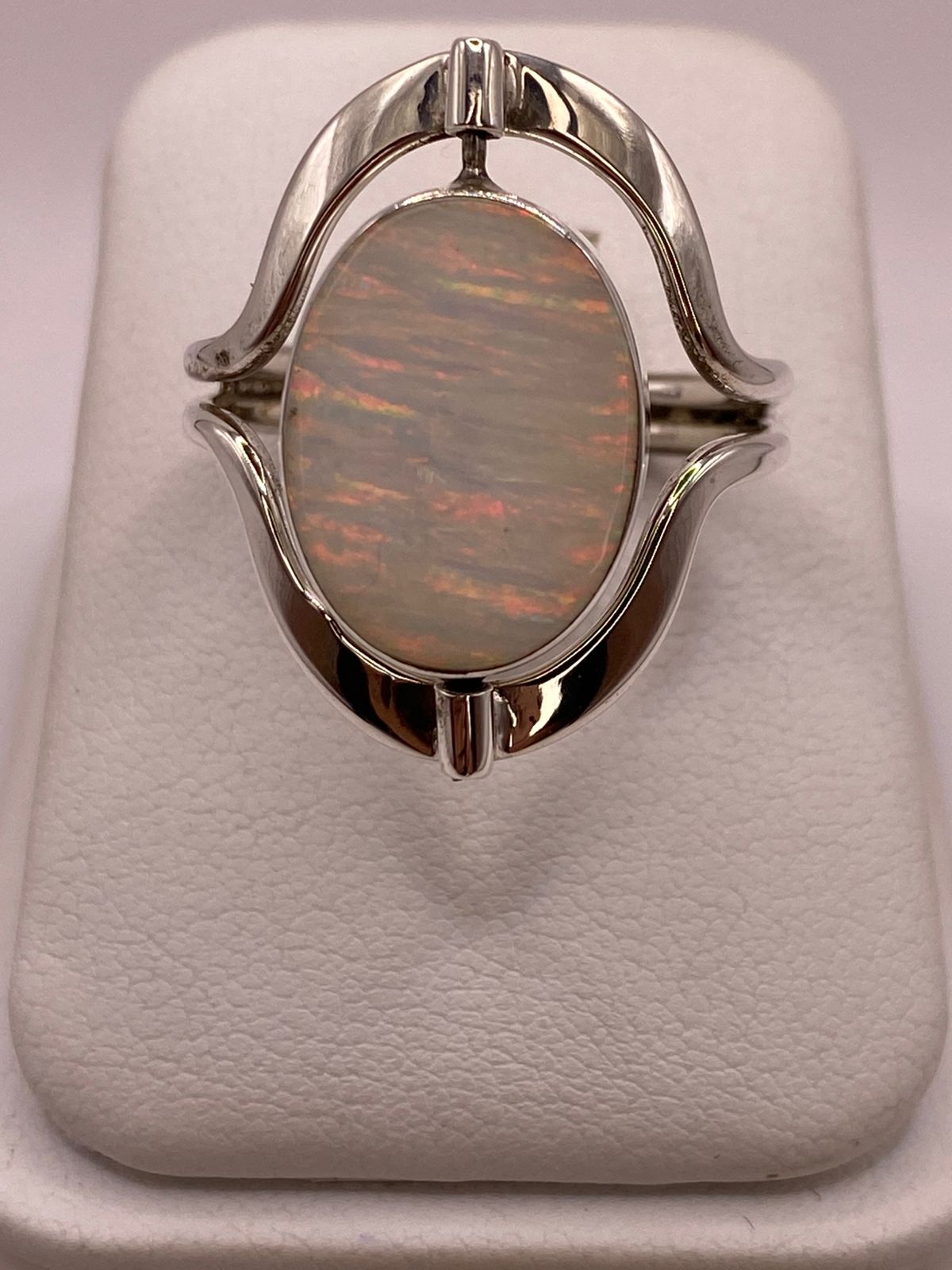 Anillo Giratorio Doble Vista con Ópalo de Fuego — Plata Ley 925