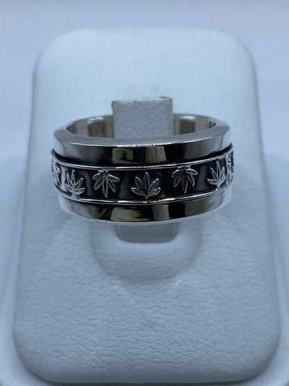 Anillo Giratorio Hoja de Maple en Plata .925 — vista lateral