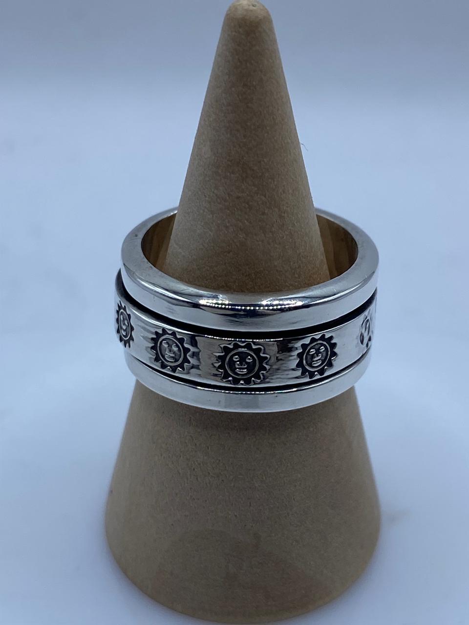 💍 Anillo Giratorio de Plata 925 con Diseño de Soles