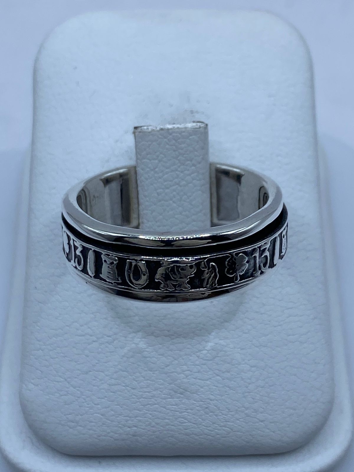 🍀 Anillo Giratorio de Plata 925 con Símbolos de la Suerte