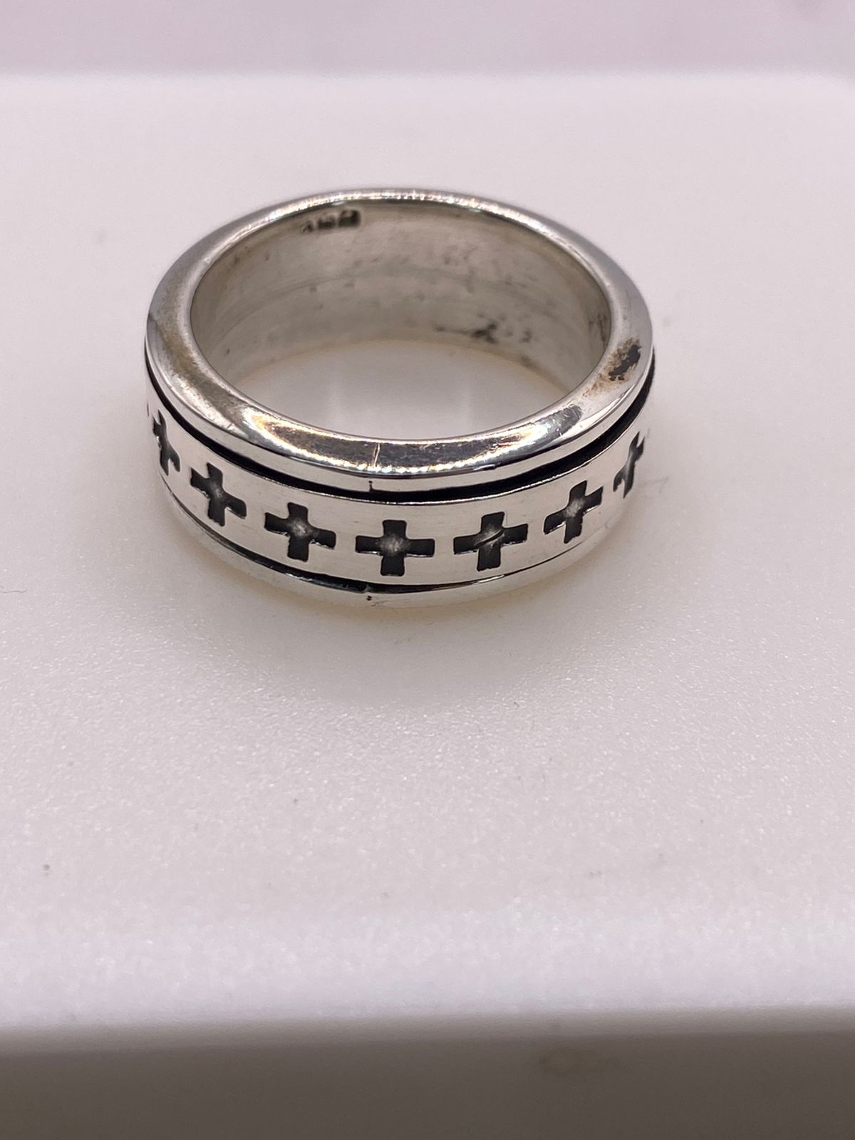 ✝️ Anillo Giratorio de Plata .925 con Cruces Caladas
