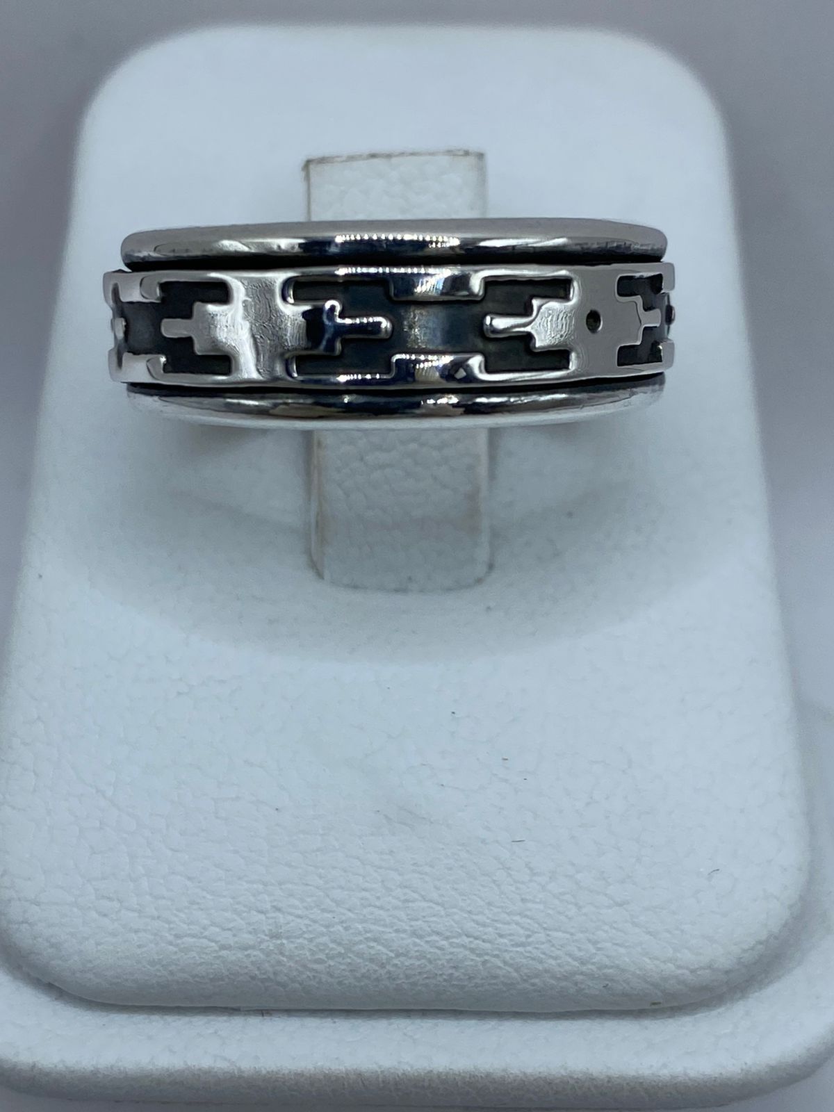 Anillo Giratorio de Plata 925 con Diseño Abstracto Contemporáneo