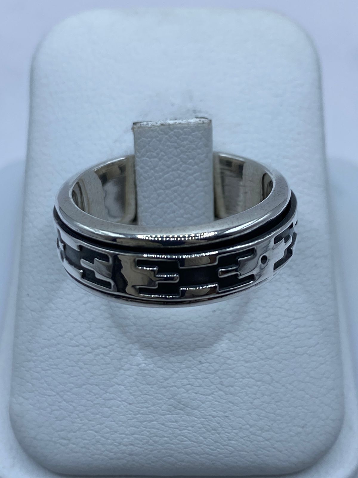 Anillo Giratorio de Plata 925 con Diseño Abstracto Contemporáneo