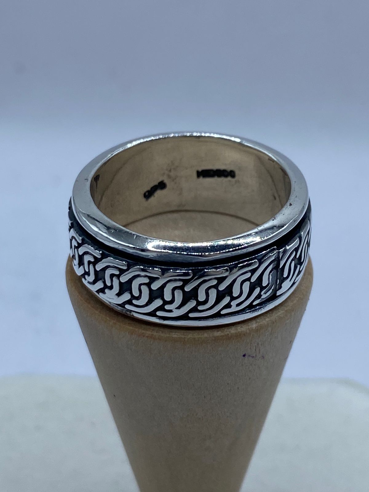 Anillo Giratorio de Plata 925 con Diseño de Cadena