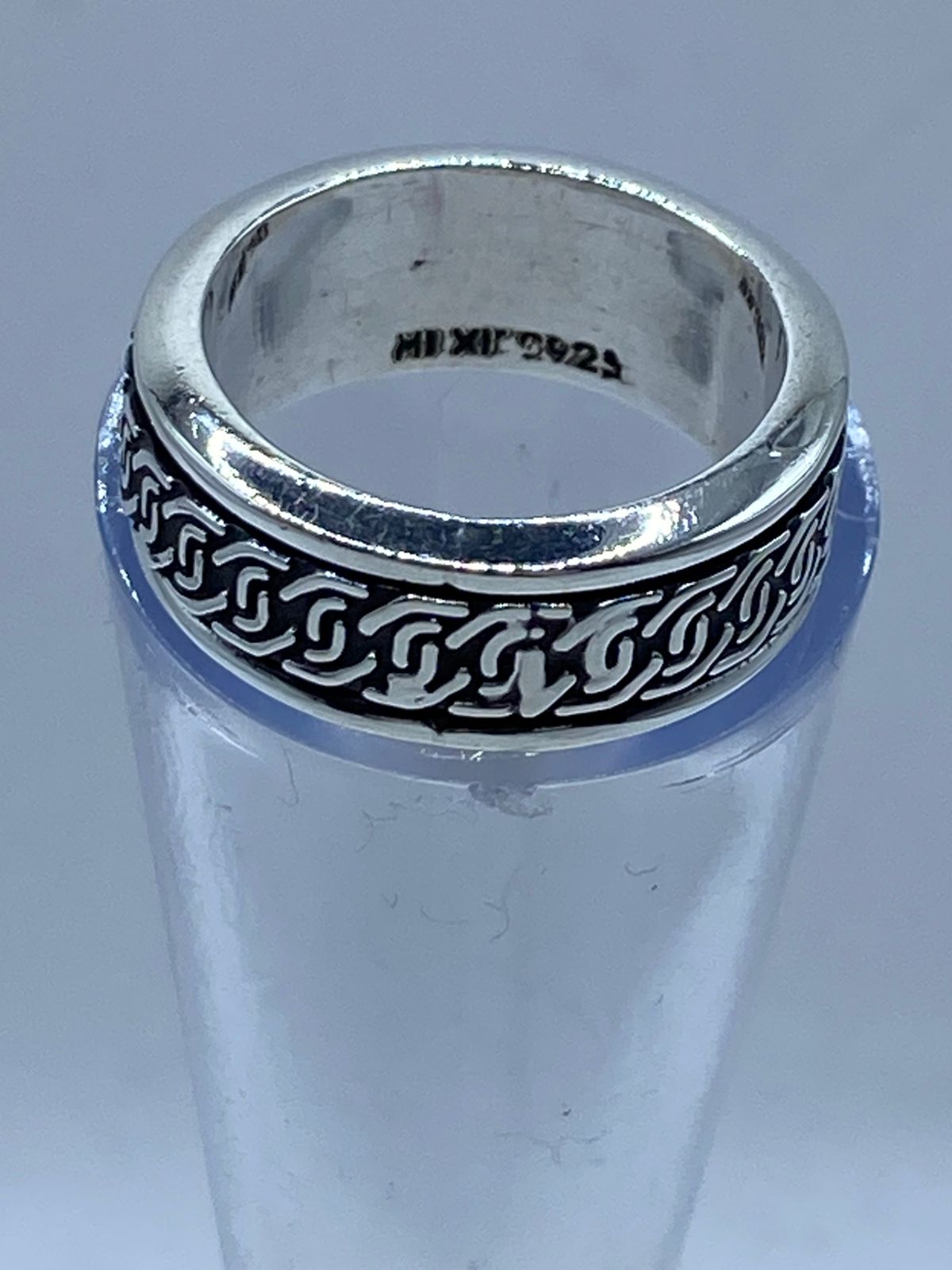 Anillo Giratorio de Plata 925 con Diseño de Cadena