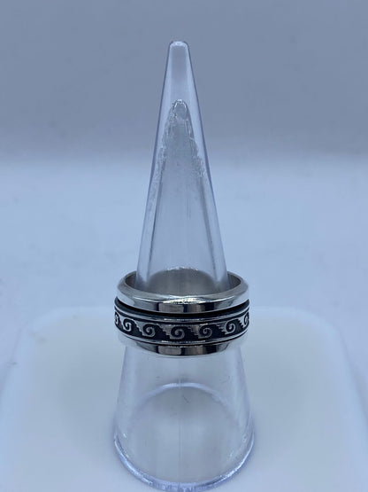 💍🌀 Anillo Giratorio de Plata 925 con Diseño Espiral Clási
