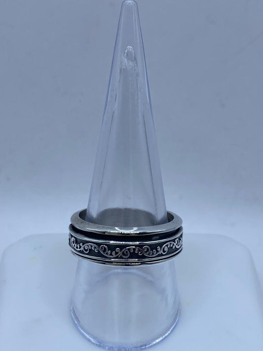 💍 Anillo Giratorio de Plata 925 con Diseño Floral Clásico — vista lateral