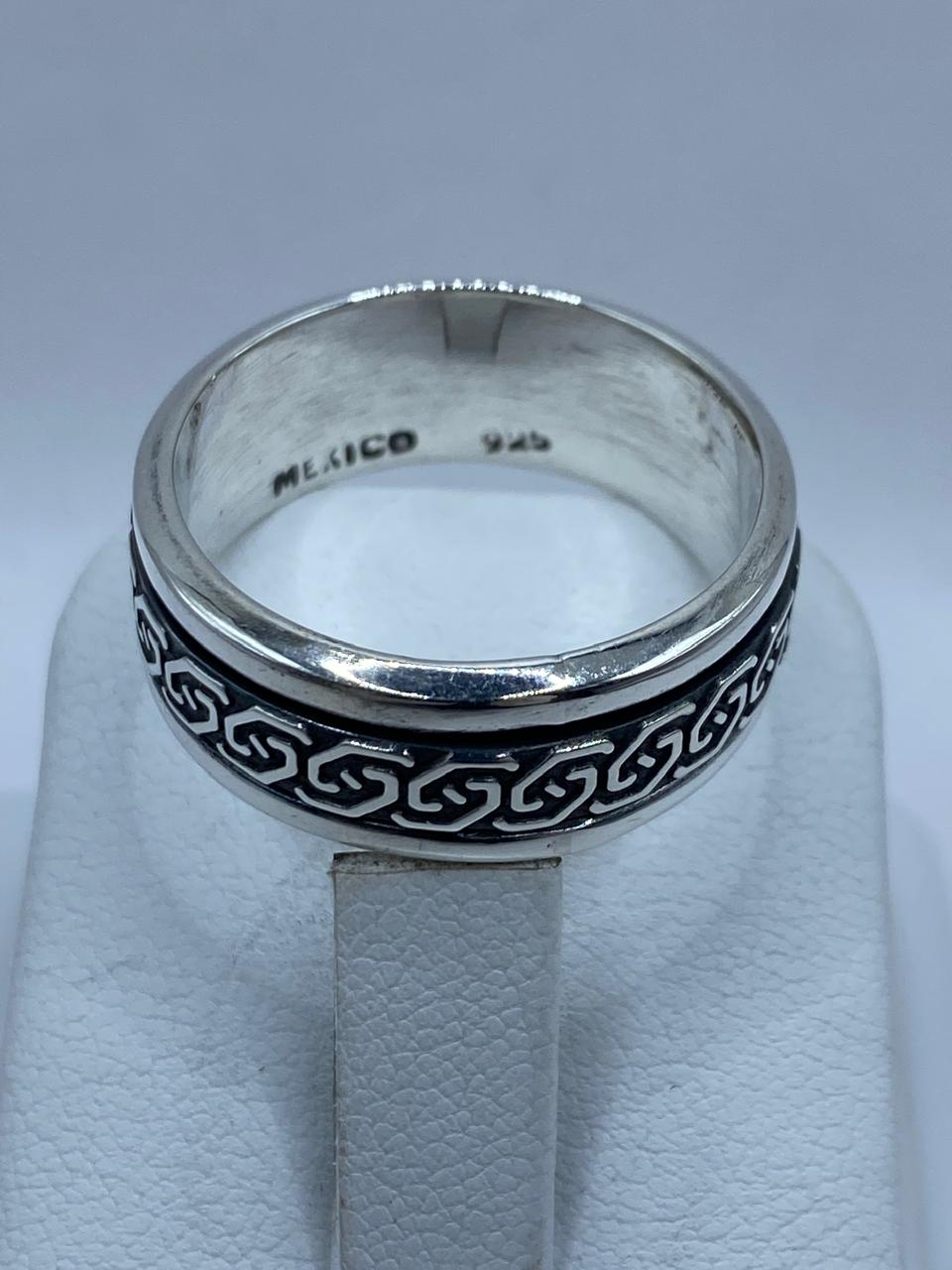 💍 Anillo Giratorio de Plata 925 con Diseño Geométrico Clásico