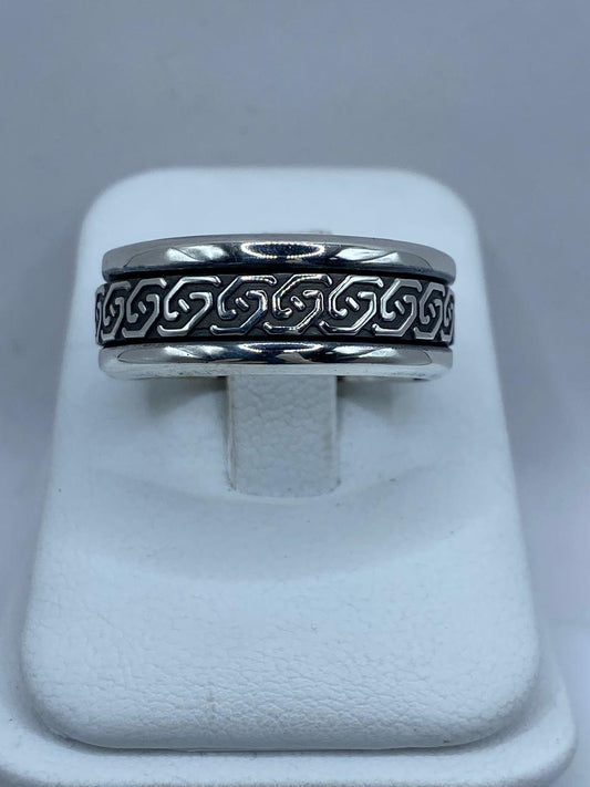 💍 Anillo Giratorio de Plata 925 con Diseño Geométrico Clásico — vista lateral
