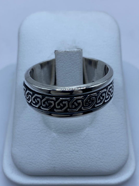 💍 Anillo Giratorio de Plata 925 con Diseño Geométrico Clásico — vista lateral