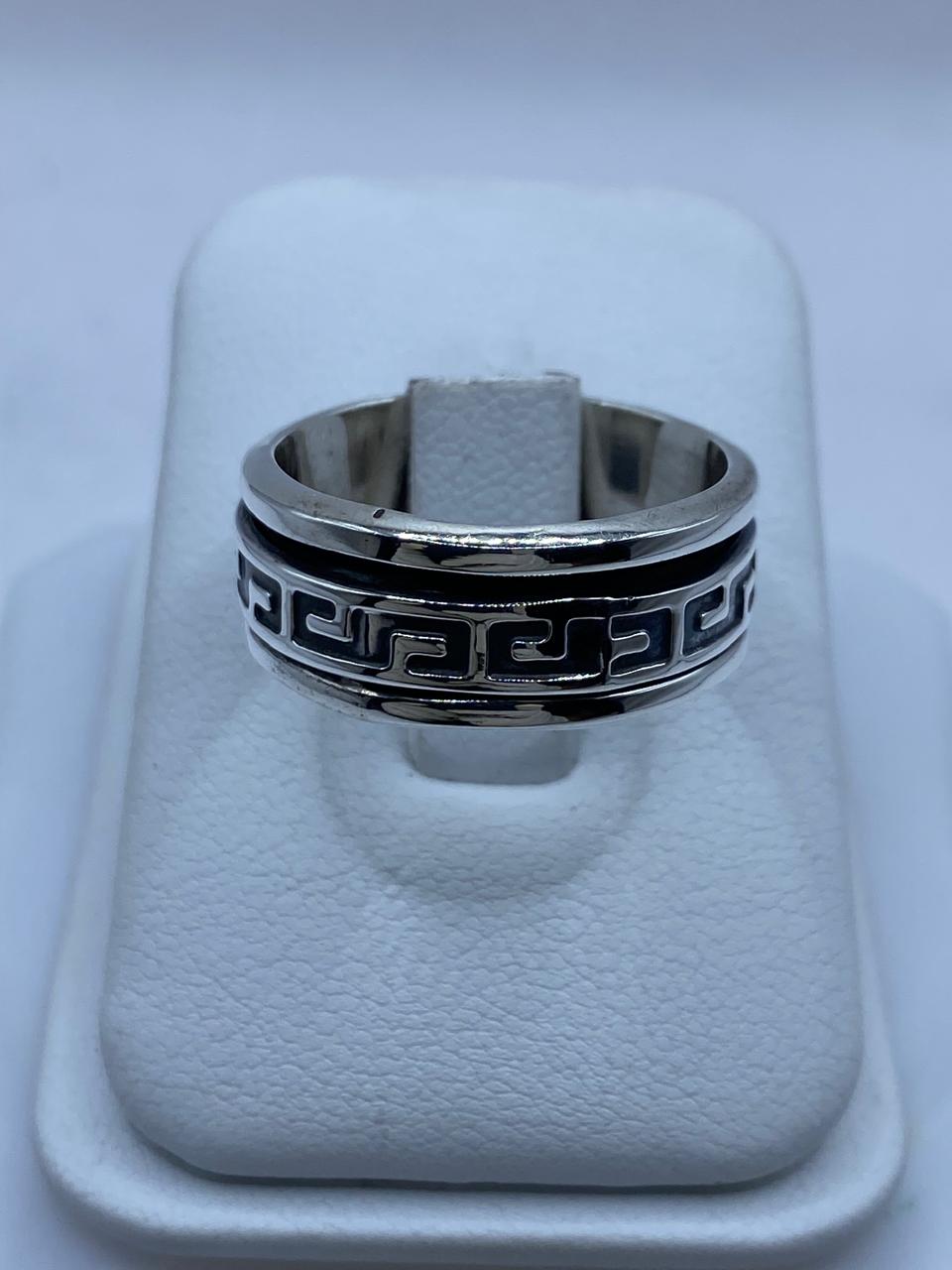 💍 Anillo Giratorio de Plata 925 con Diseño Geométrico Estilo Griego