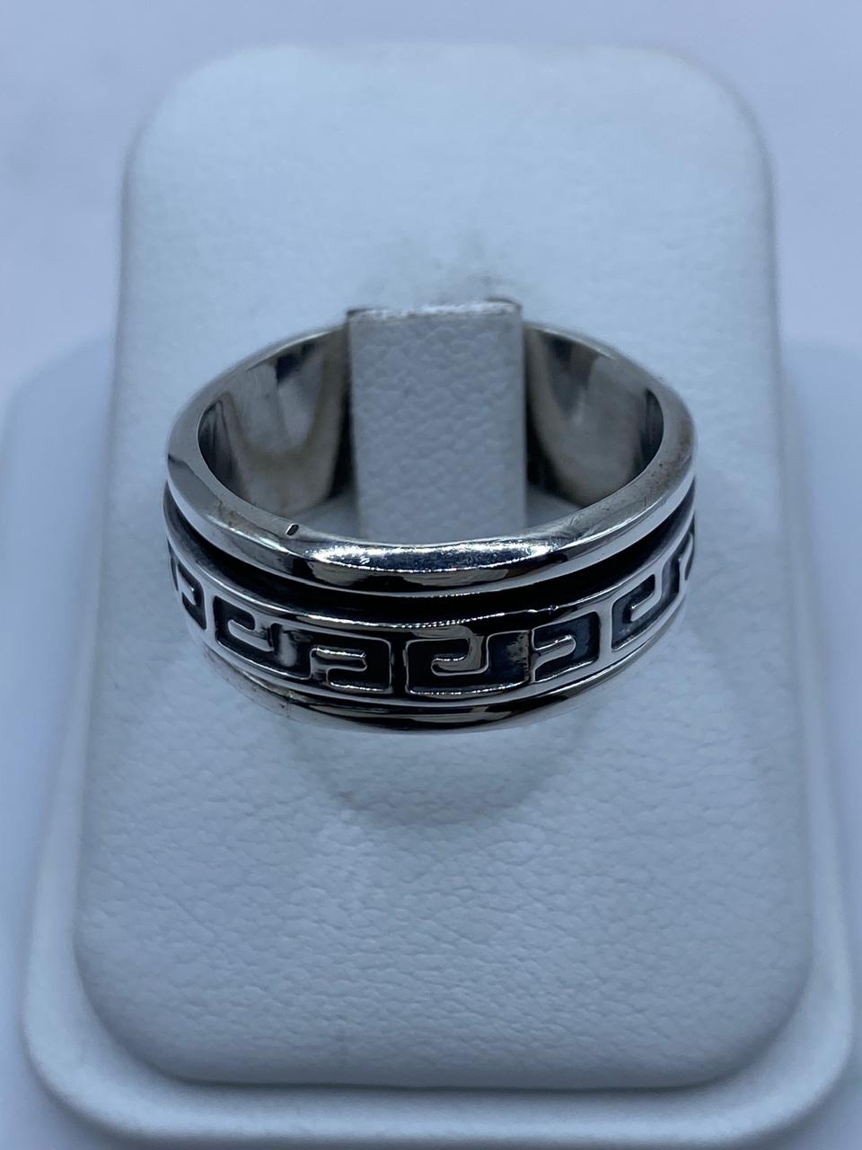 💍 Anillo Giratorio de Plata 925 con Diseño Geométrico Estilo Griego