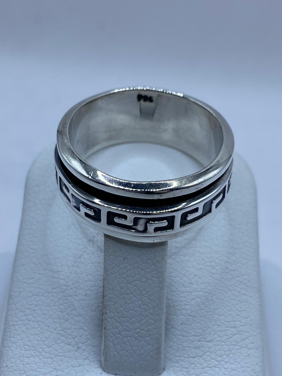 💍 Anillo Giratorio de Plata 925 con Diseño Geométrico Estilo Griego