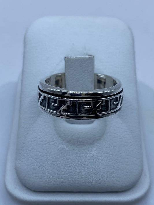 💍🔷 Anillo Giratorio de Plata 925 con Diseño Geométrico Moderno – Estilo Urbano Elegante 🔄✨ — vista lateral