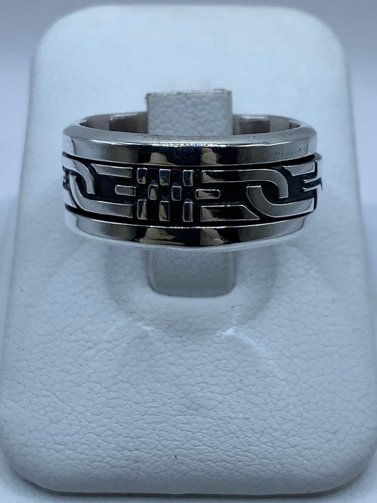 💍 Anillo Giratorio de Plata 925 con Diseño Geométrico Moderno — vista lateral