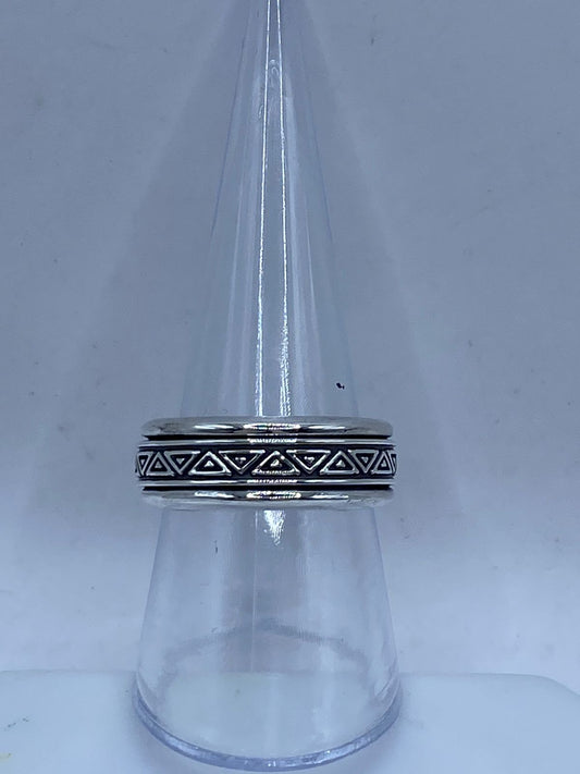 💍🔺 Anillo Giratorio de Plata 925 con Diseño Geométrico de Triángulos 🔄✨ — vista lateral