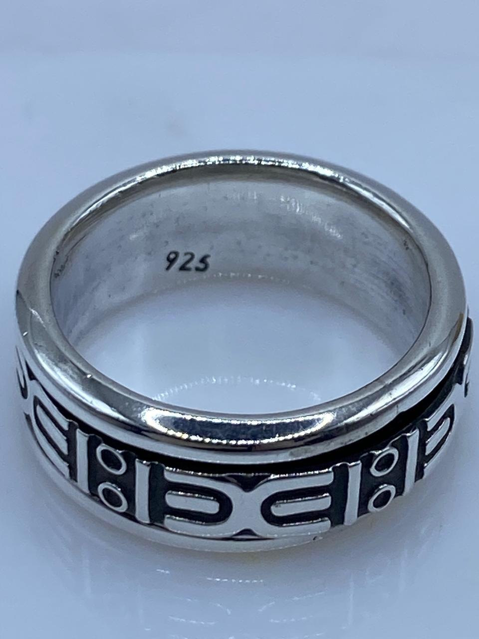 💍 Anillo Giratorio de Plata 925 con Diseño Geométrico Tribal