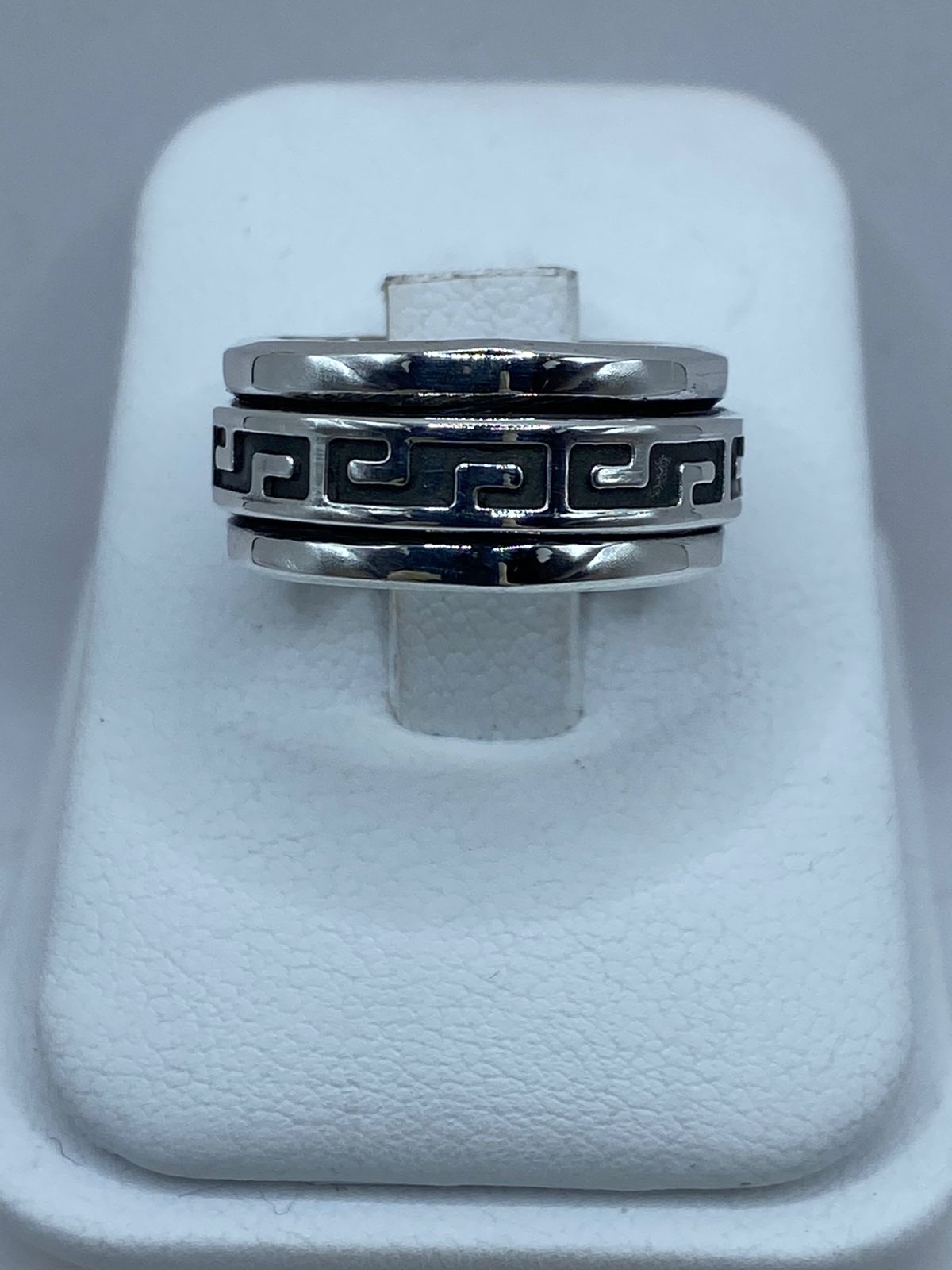 Anillo Giratorio de Plata 925 con Diseño Greca Clásica