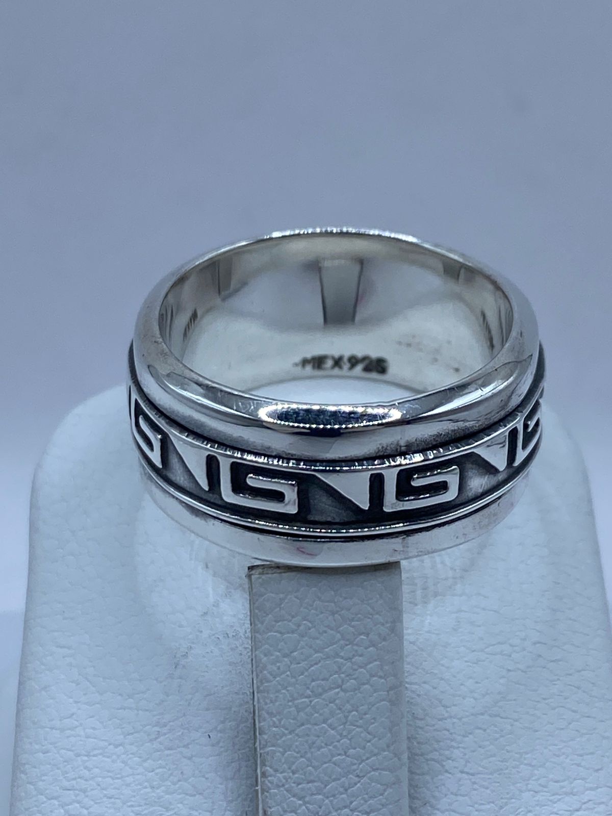 💍✨ Anillo Giratorio de Plata 925 con Diseño Greca Clásico