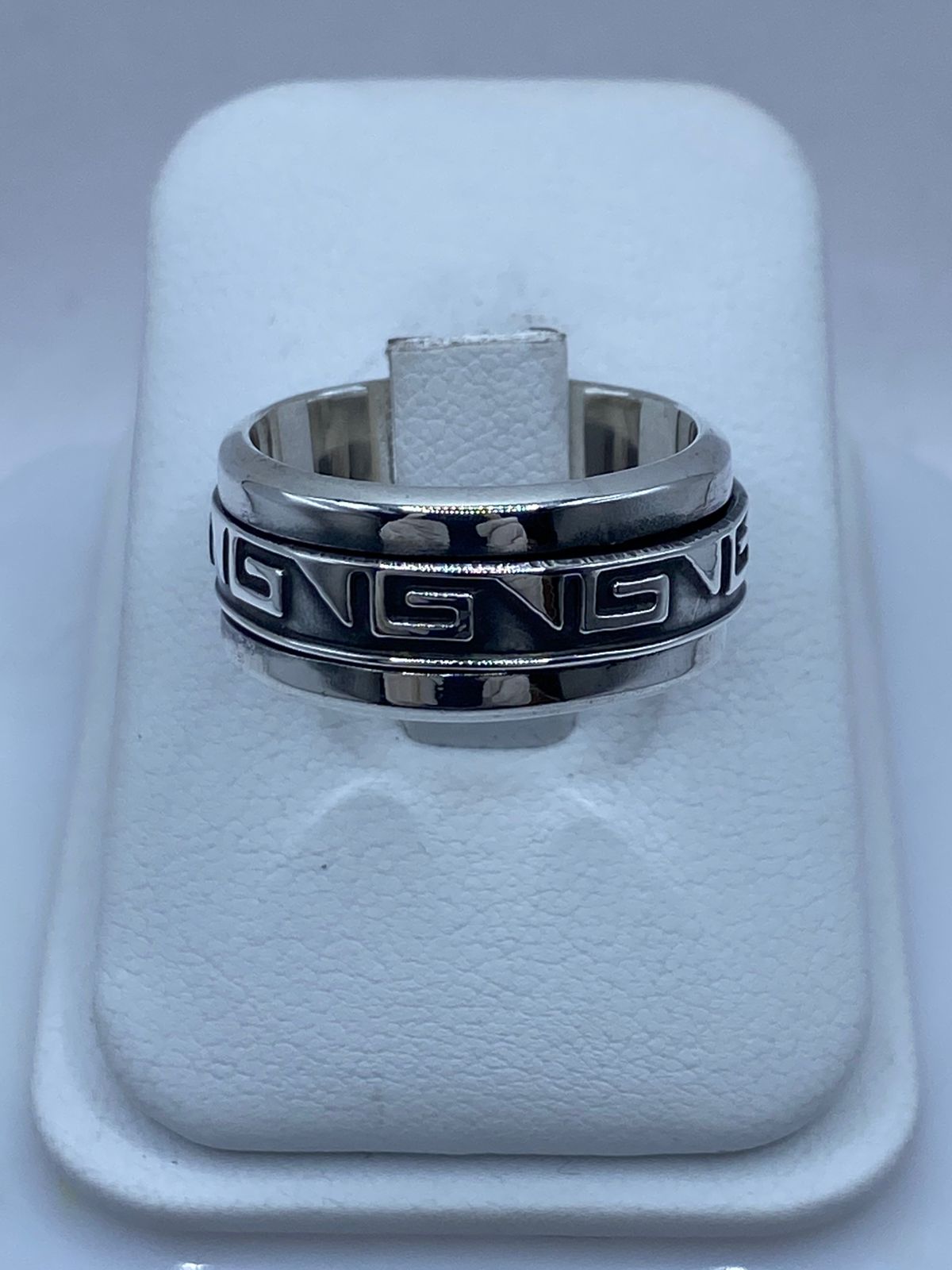 💍✨ Anillo Giratorio de Plata 925 con Diseño Greca Clásico — vista lateral