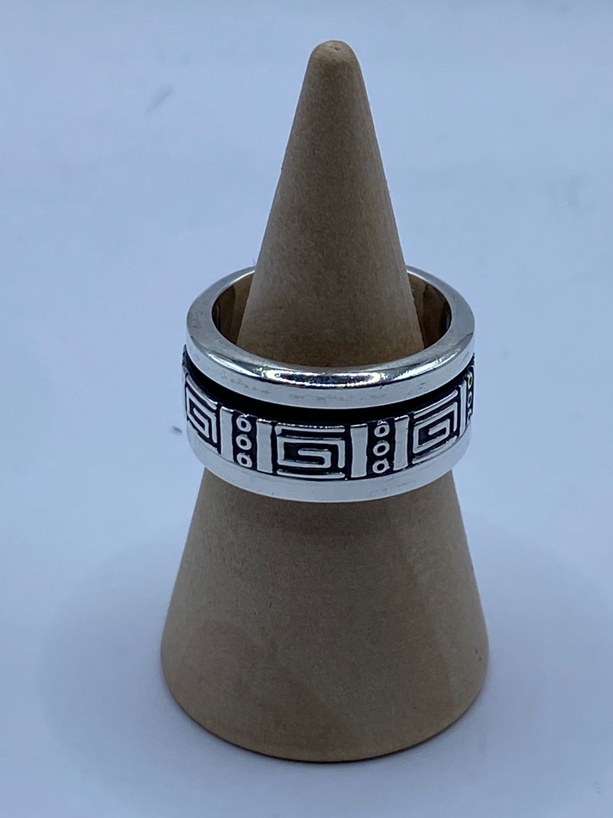 💍 Anillo Giratorio de Plata 925 con Diseño Greca Geométrica — vista lateral