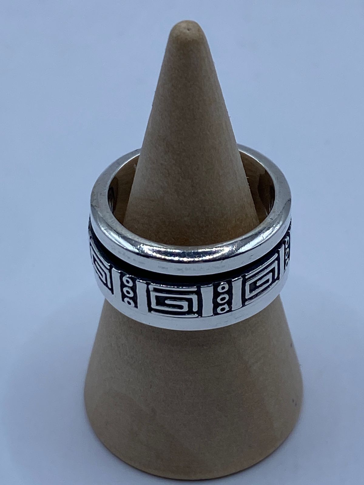Anillo Giratorio de Plata 925 con Diseño Greca Geométrica
