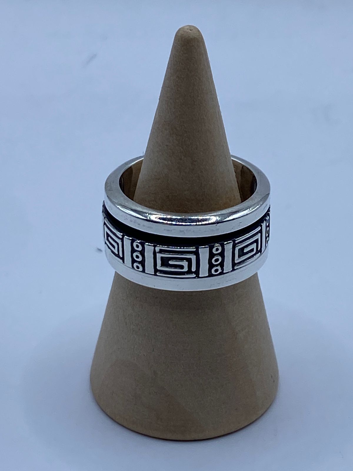 Anillo Giratorio de Plata 925 con Diseño Greca Geométrica
