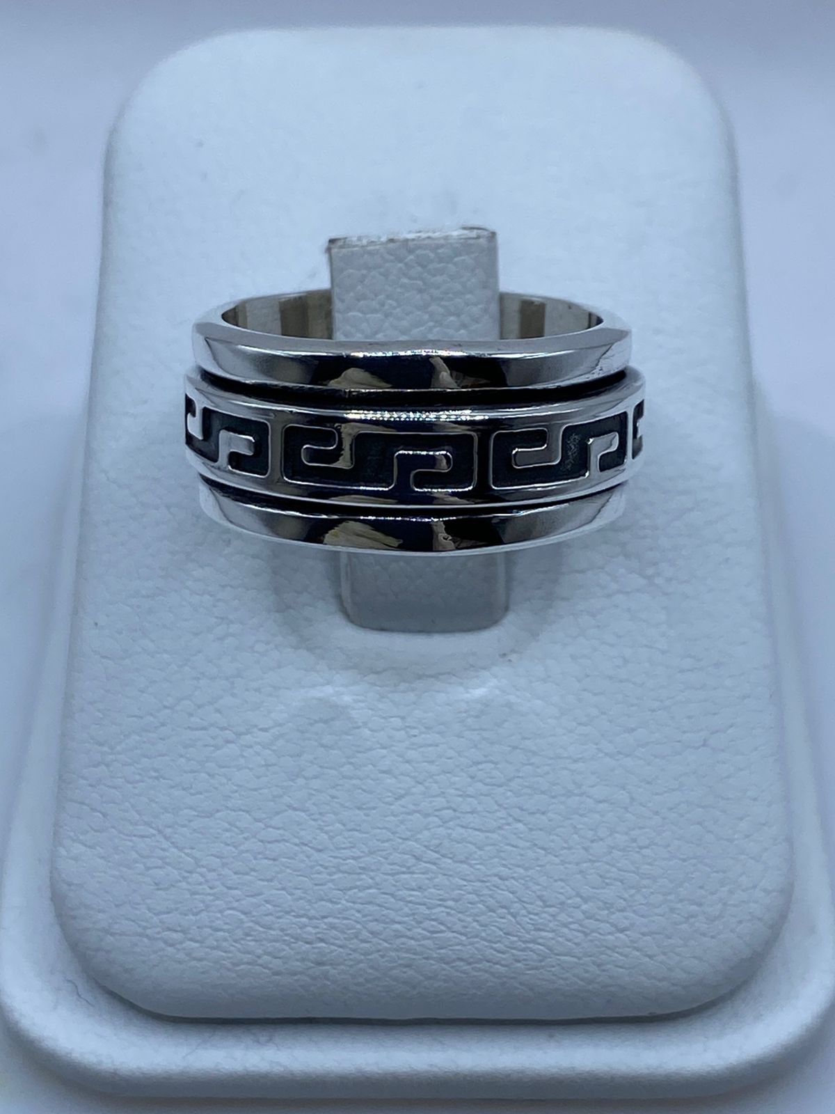 🔁 Anillo Giratorio de Plata 925 con Diseño Greca Clásica