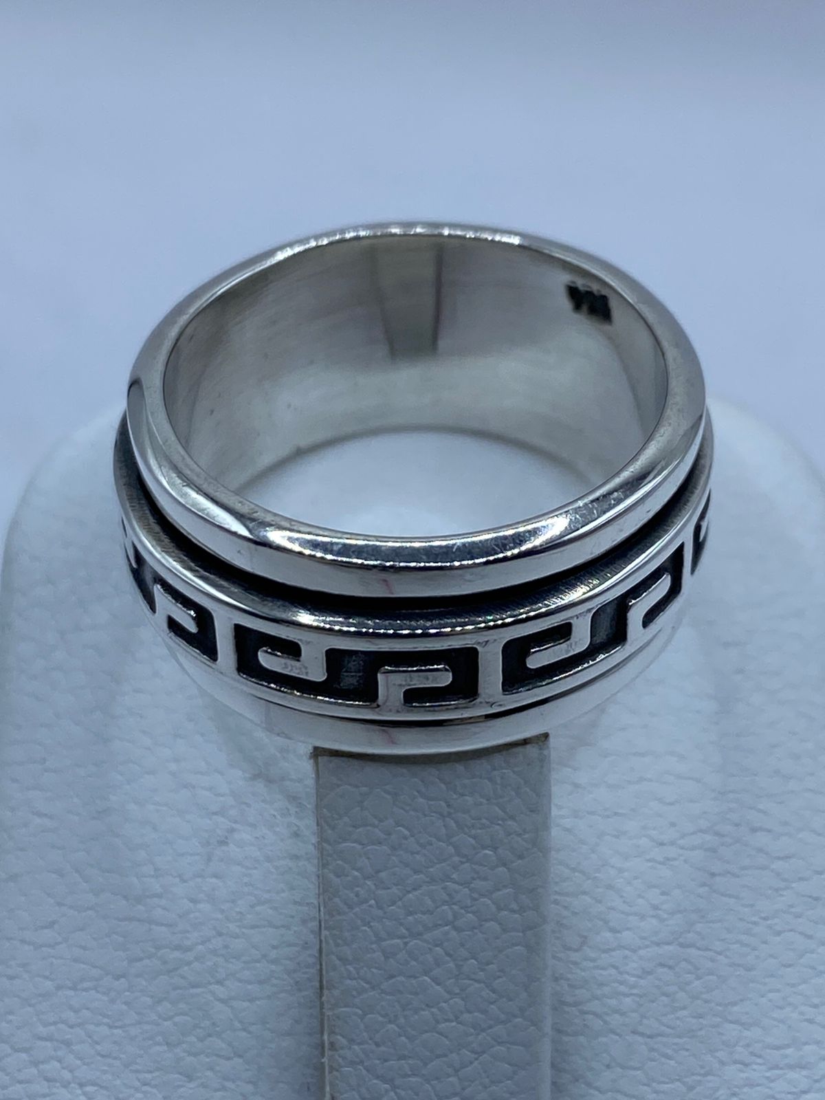 🔁 Anillo Giratorio de Plata 925 con Diseño Greca Clásica