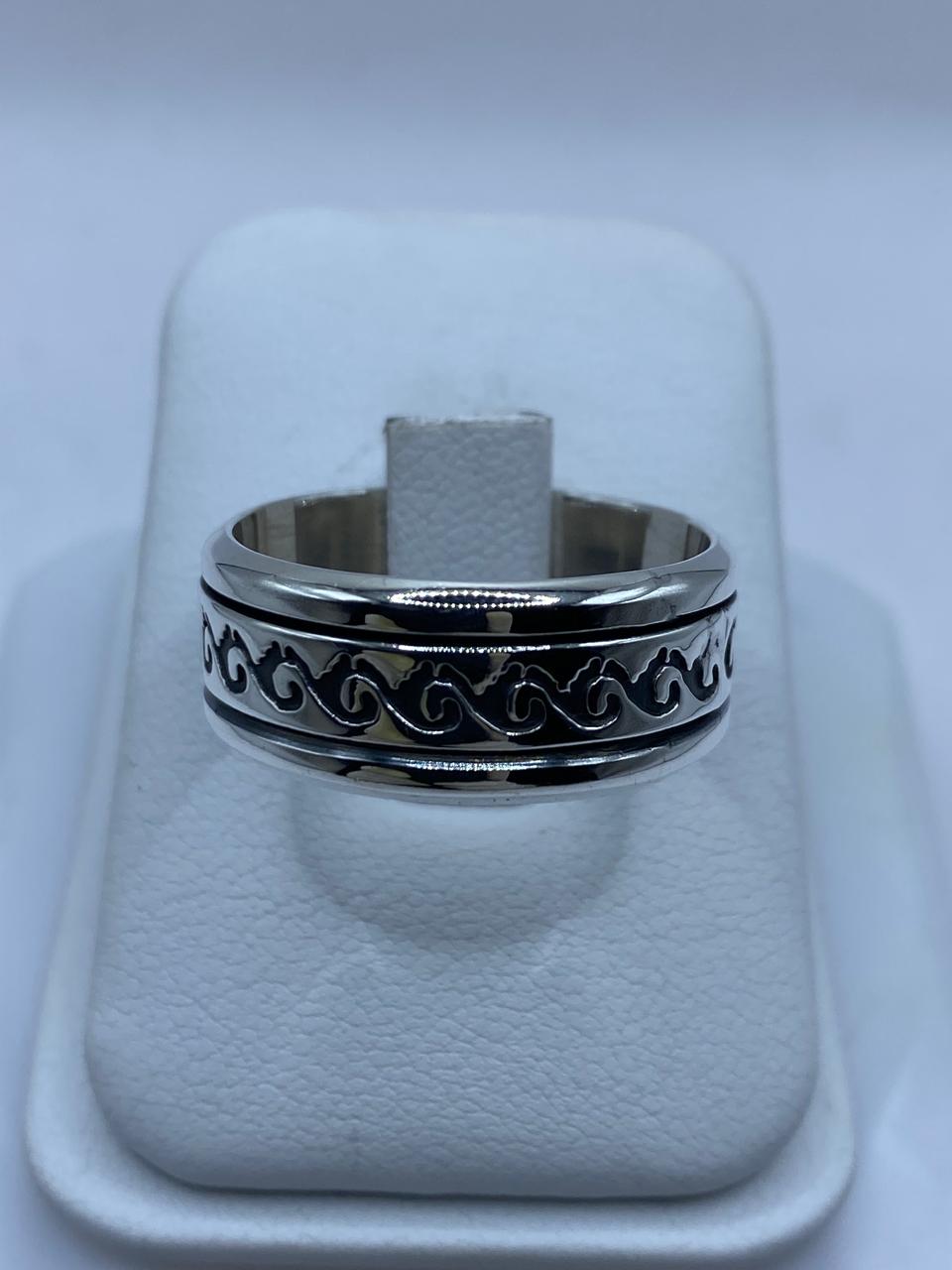 💍🌊 Anillo Giratorio de Plata 925 con Diseño de Olas Clásicas 🔄✨