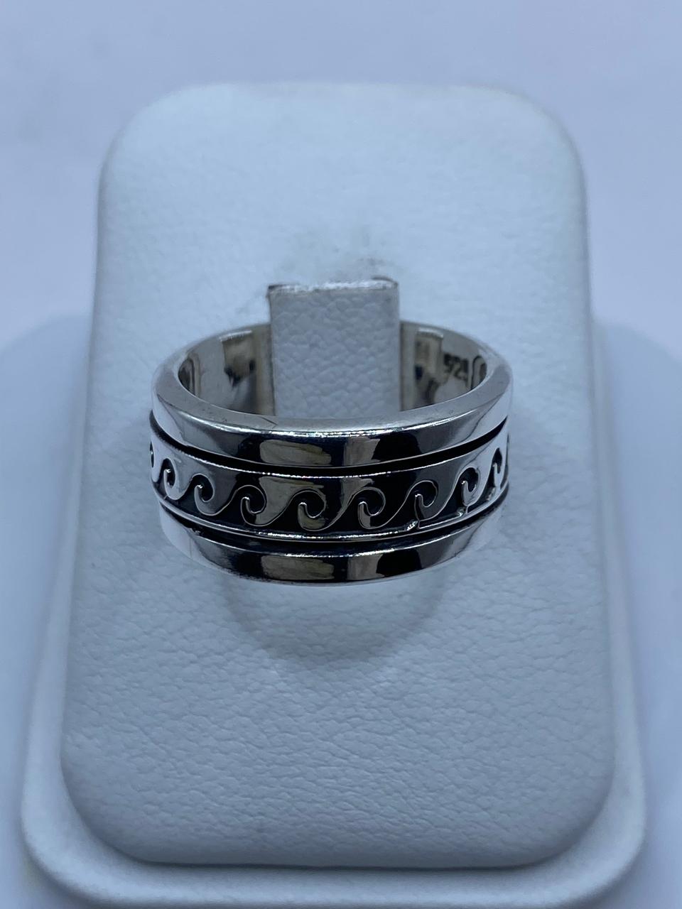 💍 Anillo Giratorio de Plata 925 con Diseño de Olas Minimalistas