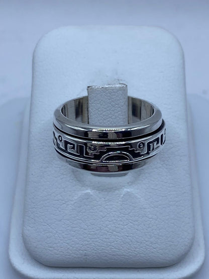 Anillo Giratorio de Plata 925 con Diseño Prehispánico