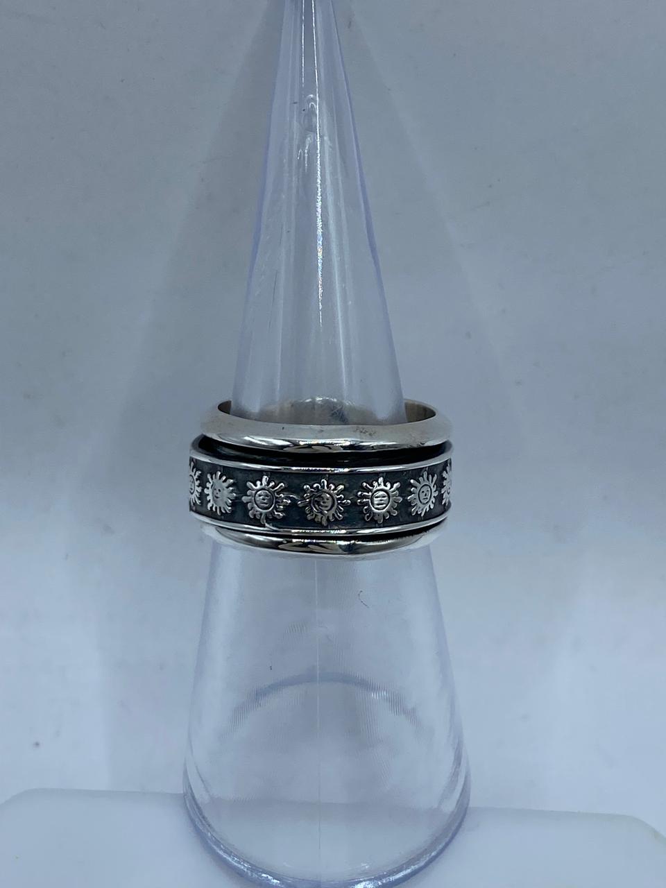 💍 Anillo Giratorio de Plata 925 con Diseño de Soles