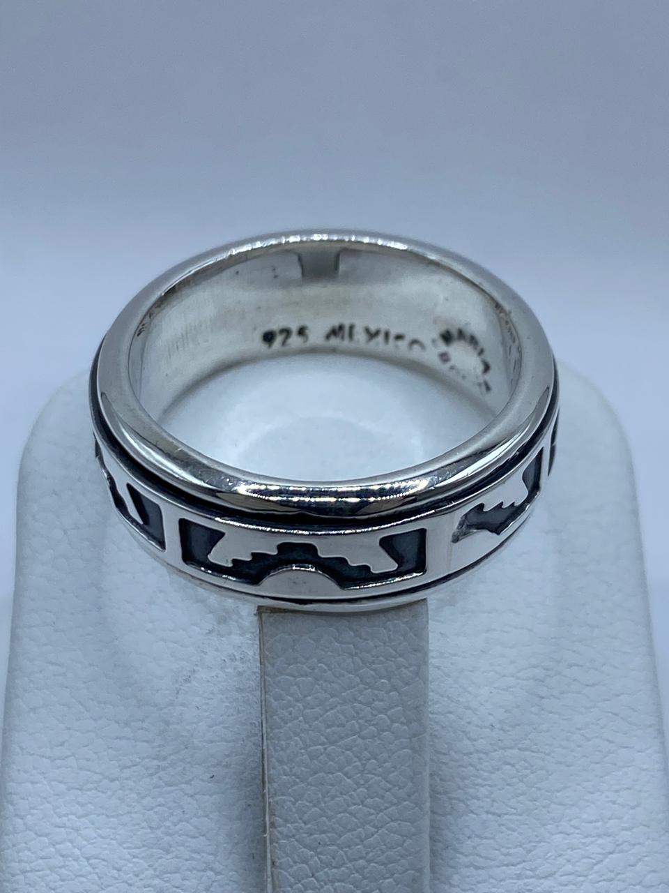 💍 Anillo Giratorio de Plata 925 con Diseño Geométrico Abstracto