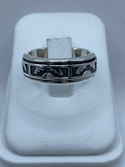 Anillo Giratorio de Plata 925 con Diseño Geométrico Abstracto