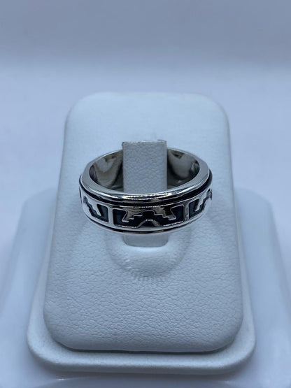 Anillo Giratorio de Plata 925 con Diseño Geométrico Abstracto