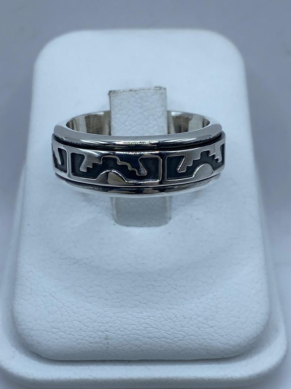 Anillo Giratorio de Plata 925 con Diseño Geométrico Abstracto