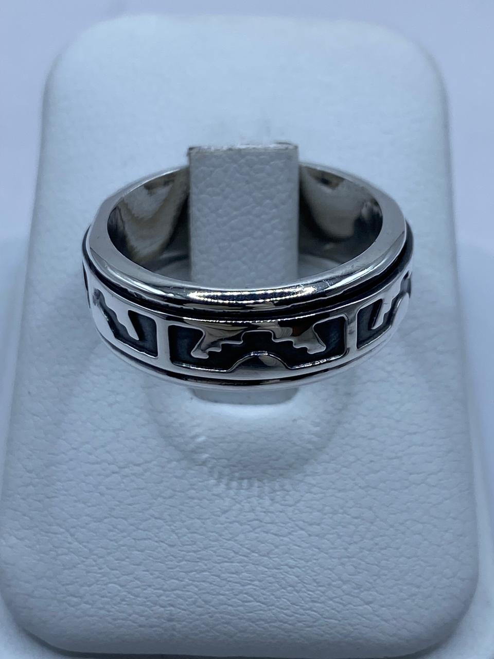 💍 Anillo Giratorio de Plata 925 con Diseño Geométrico Abstracto