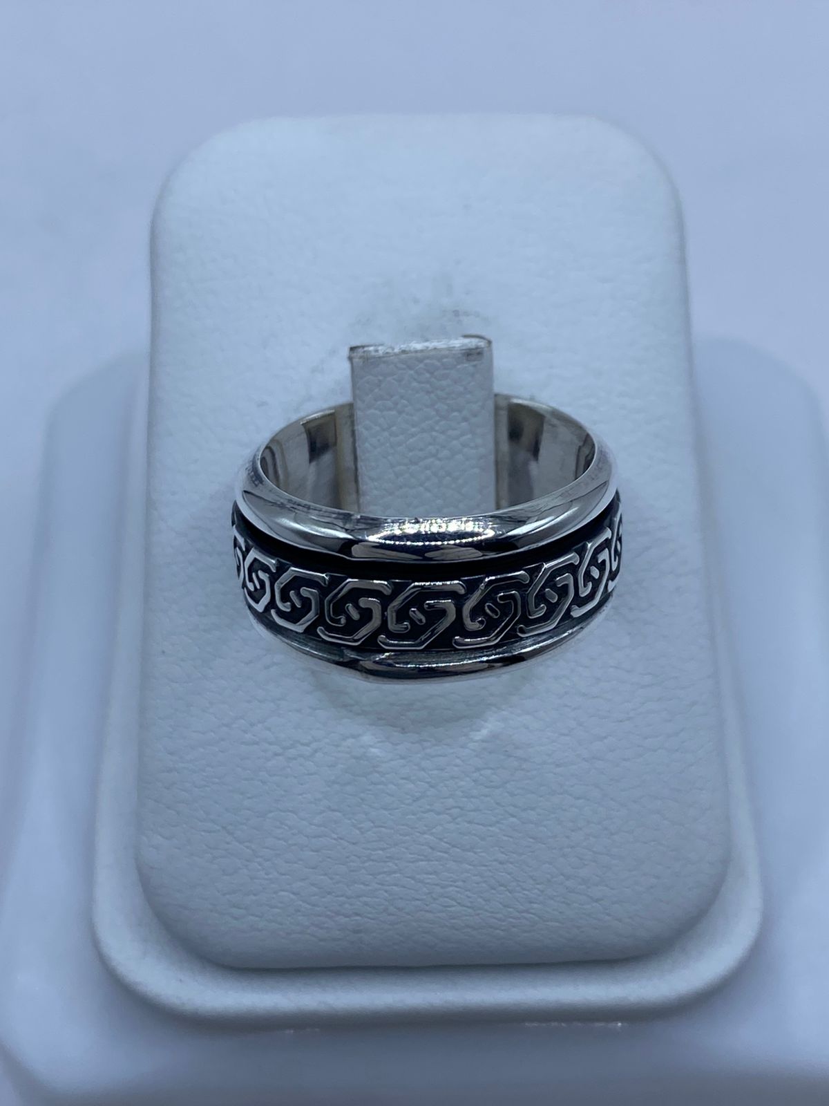 🔁 Anillo Giratorio de Plata 925 con Diseño Greca Clásica