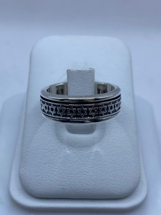 💍 Anillo Giratorio de Plata 925 con Estrellas de David — vista lateral