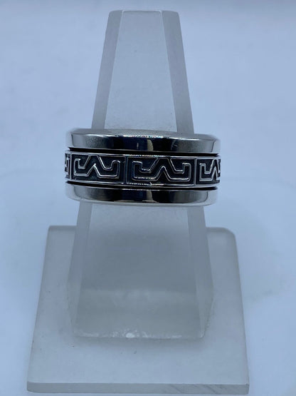 Anillo Giratorio de Plata 925 con Greca Clásica, vista frontal