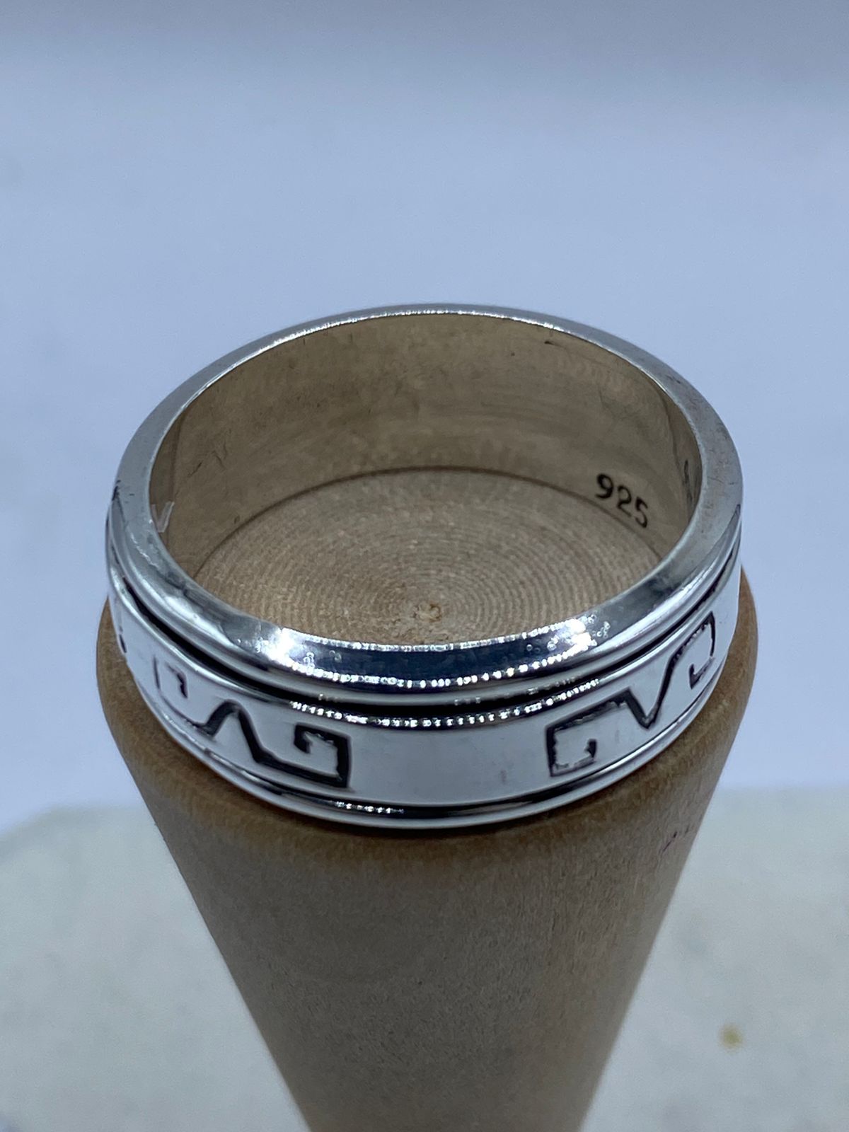 💍 Anillo Giratorio de Plata 925 con Grecas Prehispánicas
